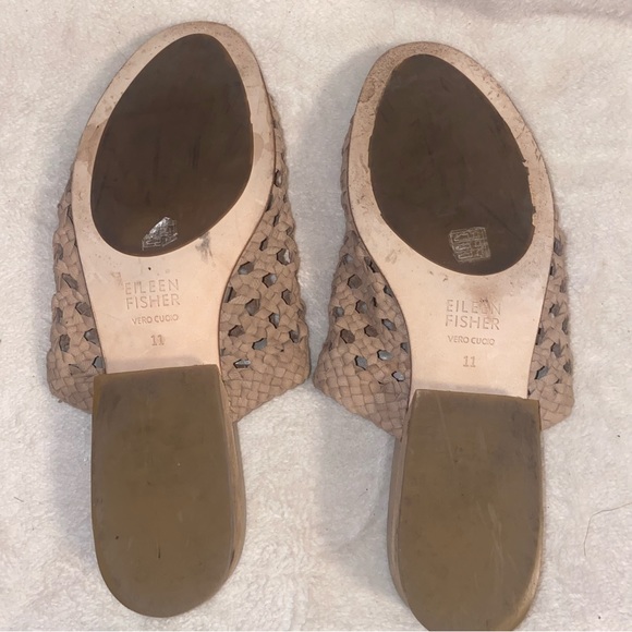 Eileen Fisher Aloe Woven Leather Slide On Mules - Picture 9 of 11